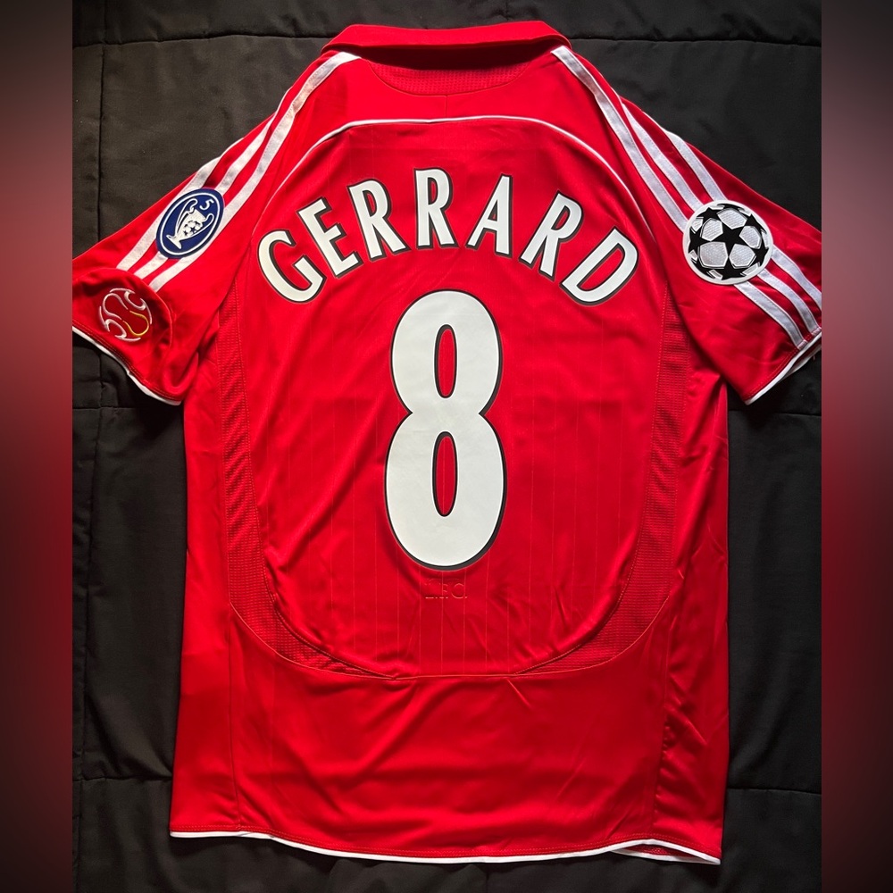 Frank Gerrard #8 UCL S-L Liverpool England Retro Red Soccer Jersey Shirt Kit